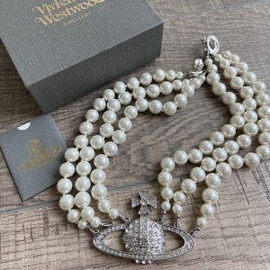Vivienne Westwood silver 3 row pearl necklace